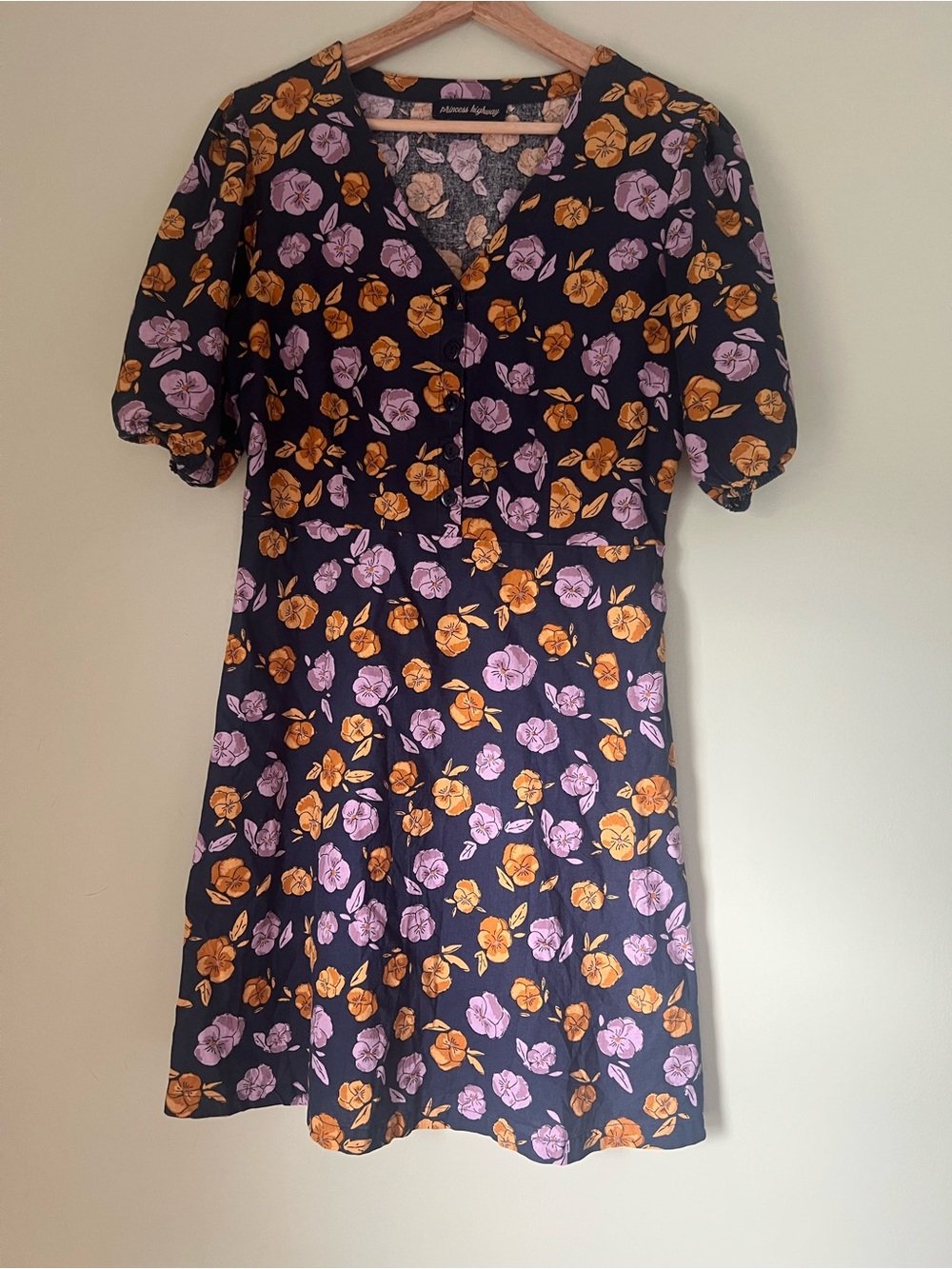 Princess Highway pansy print linen dress